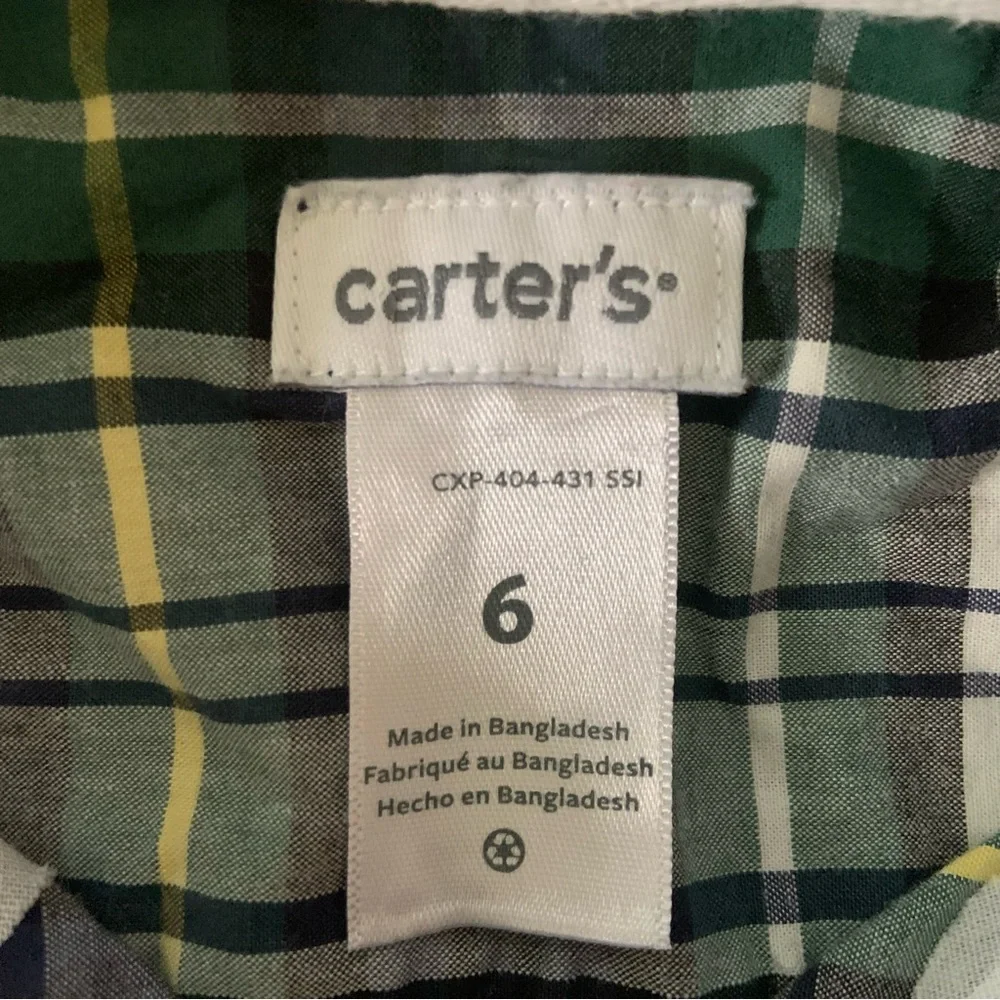 Carter’s Navy and Green Cotton Button Down Shirt